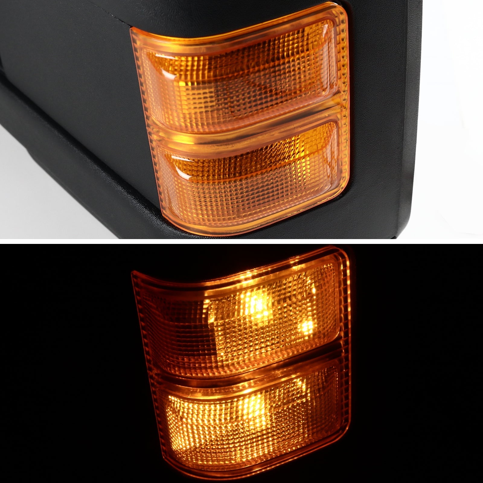 2003-2015 Ford F-250/F-350/F-450/F-550 Manual Adjustable & Extendable Towing Mirrors w/ Amber Lens Turn Signal Lights