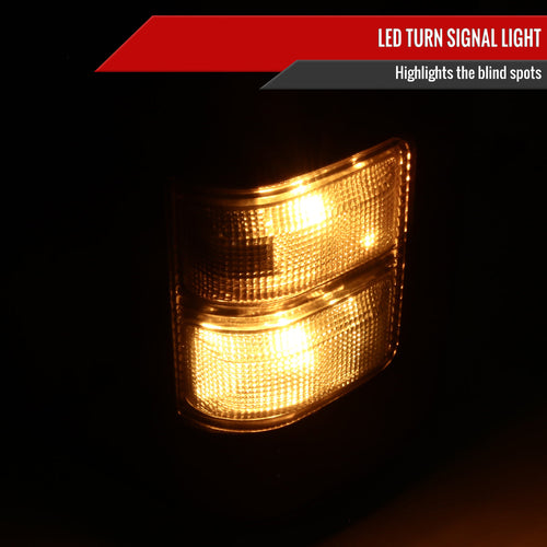 1999-2016 Ford F-250/F-350/F-450/F-550 Manual Adjustable & Extendable Towing Mirrors w/ Smoked Lens Turn Signal Lights