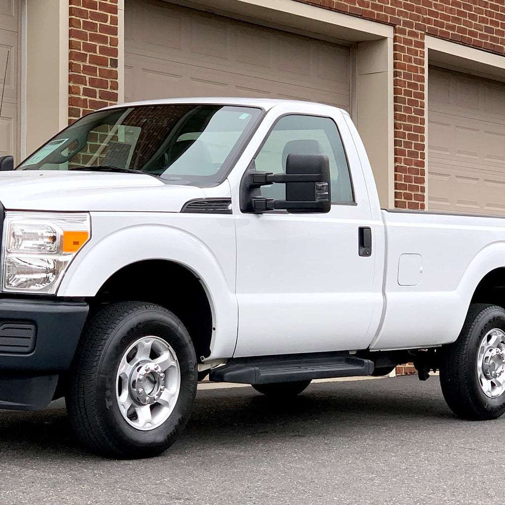 2008-2016 Ford F-250/F-350/F-450/F-550 Power Adjustable, Heated, & Manual Extendable Towing Mirrors w/ Smoked Lens Turn Signal Lights