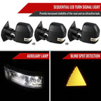 2017-2019 Ford F-250/F-350/F-450/F-550 Power Adjustable, Heated, & Manual Extendable Towing Mirrors w/ LED Turn Signal, Clearance, & Auxiliary Lights