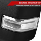 2017-2019 Ford F-250/F-350/F-450/F-550 Super Duty Power Adjustable, Heated, BSM, ATS, & Manual Extendable Towing Mirrors w/ Clear Lens LED Turn Signal, Clearance, & Auxiliary Lights