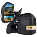 2017-2019 Ford F-250/F-350/F-450/F-550 Super Duty Power Adjustable, Heated, BSM, ATS, & Manual Extendable Towing Mirrors w/ Clear Lens LED Turn Signal, Clearance, & Auxiliary Lights