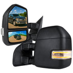 2017-2019 Ford F-250/F-350/F-450/F-550 Super Duty Power Adjustable, Heated, BSM, ATS, & Manual Extendable Towing Mirrors w/ Clear Lens LED Turn Signal, Clearance, & Auxiliary Lights