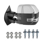 2017-2019 Ford F-250/F-350/F-450/F-550 Power Adjustable, Heated, BSM, ATS Chrome Towing Mirrors w/ Clear Lens Sequential LED Turn Signal, Clearance, & Auxiliary Lights