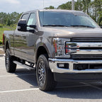 2017-2019 Ford F-250/F-350/F-450/F-550 Power Adjustable, Heated, BSM, ATS Chrome Towing Mirrors w/ Clear Lens Sequential LED Turn Signal, Clearance, & Auxiliary Lights