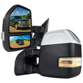 2017-2019 Ford F-250/F-350/F-450/F-550 Power Adjustable, Heated, BSM, ATS, & Manual Extendable Towing Mirrors w/ Clear Lens LED Turn Signal, Clearance, & Auxiliary Lights