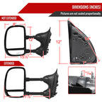 1999-2016 Ford F-250/F-350/F-450/F-550 Manual Adjustable & Extendable Towing Mirrors