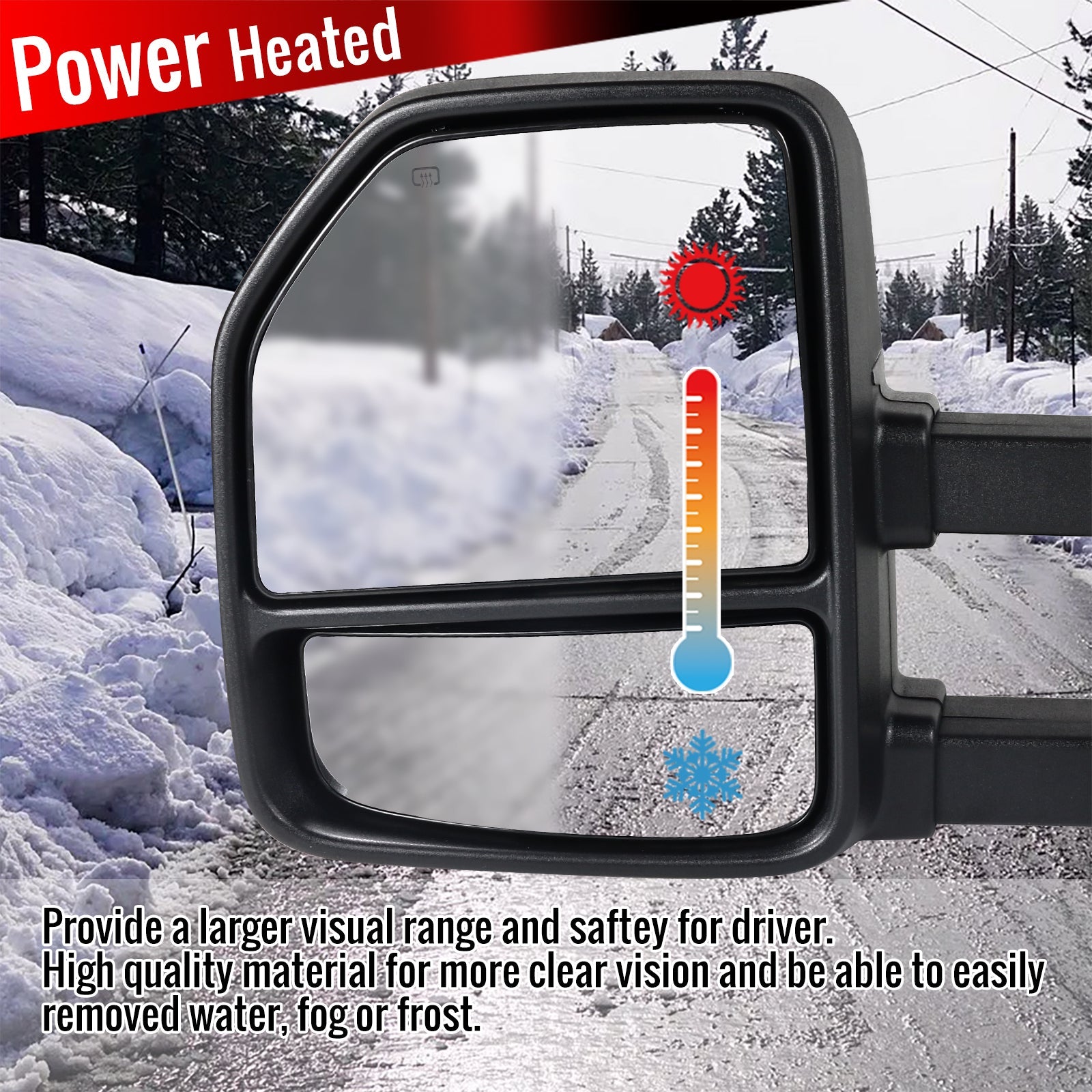 1999-2016 Ford F-250/F-350/F-450 Power Adjustable, Heated, & Manual Extendable Towing Mirrors w/ Smoked Lens LED Turn Signal & Clearance Lights