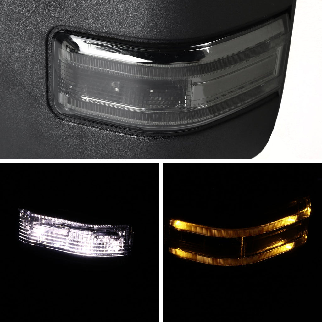 1999-2016 Ford F-250/F-350/F-450 Power Adjustable, Heated, & Manual Extendable Chrome Towing Mirrors w/ Smoked Lens LED Turn Signal & Clearance Lights