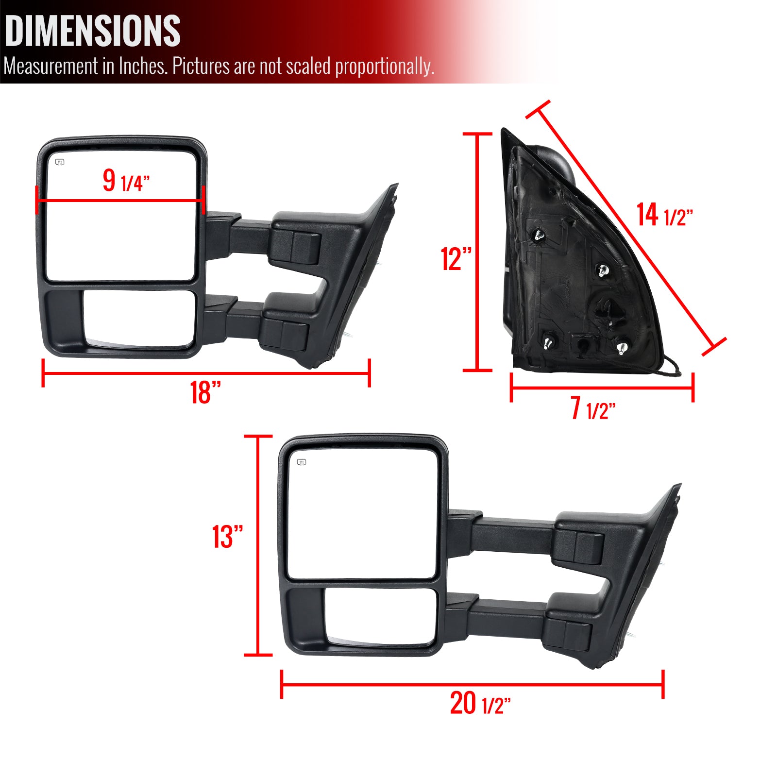 1999-2015 Ford F-250/F-350/F-450/F-550 Power Adjustable, Heated, & Manual Extendable Towing Mirrors w/ Smoked Lens Turn Signal Lights