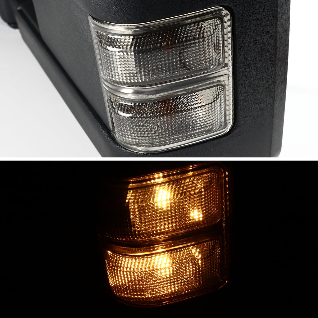 1999-2015 Ford F-250/F-350/F-450/F-550 Power Adjustable, Heated, & Manual Extendable Towing Mirrors w/ Smoked Lens Turn Signal Lights