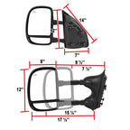 1999-2007 Ford F-250/F-350/F-450/F-550 Excursion Power Adjustable, Heated, & Manual Extendable Towing Mirrors
