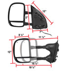 1999-2007 Ford F-250/F-350/F-450/F-550 Excursion Power Adjustable, Heated, & Manual Extendable Towing Mirrors w/ Amber Lens LED Turn Signal Lights