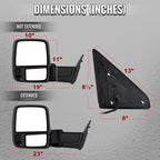 2009-2012 Dodge RAM 1500 Chrome Power Heated 2023 Style Towering Mirror w/ Sequential Signal
