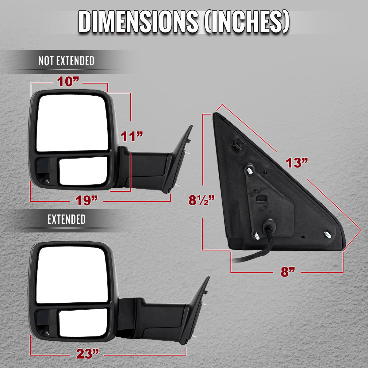2009-2012 Dodge RAM 1500 Chrome Power Heated 2023 Style Towering Mirror w/ Sequential Signal