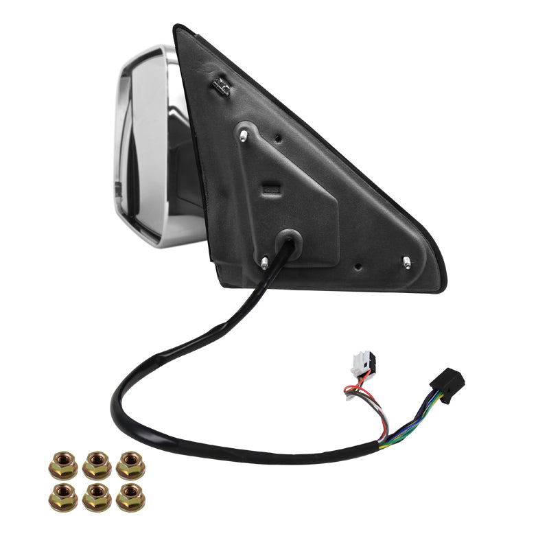 2009-2012 Dodge RAM 1500 Power Adjustable, Foldable, Heated, & Manual Extendable Chrome Towing Mirrors w/ Clear Lens LED Turn Signal & Puddle Lights