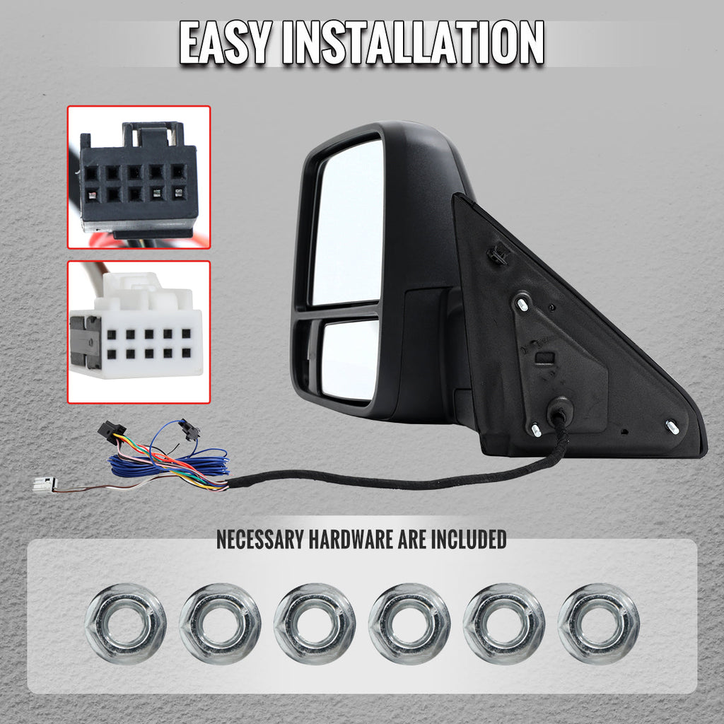 2009-2012 Dodge RAM 1500 Black Power Heated 2023 Style Towering Mirror w/ Sequential Signal
