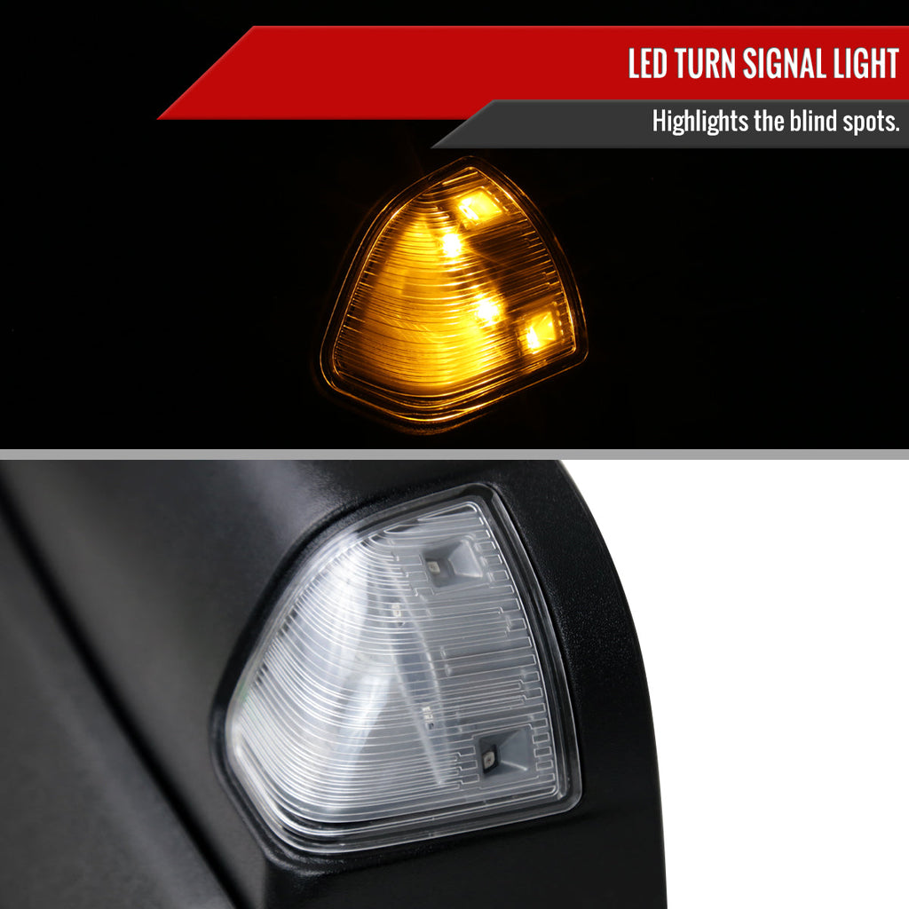 2013-2015 Dodge RAM Power Adjustable, Heated, & Manual Extendable Towing Mirrors w/ Clear Lens LED Turn Signal & Puddle Lights