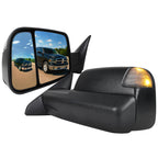 2013-2015 Dodge RAM Power Adjustable, Heated, & Manual Extendable Towing Mirrors w/ Clear Lens LED Turn Signal & Puddle Lights