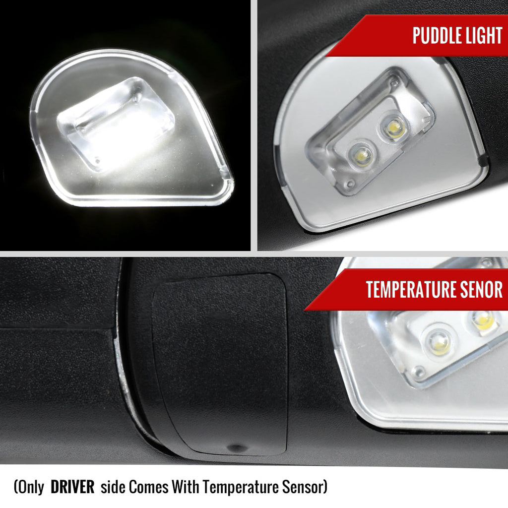 2019-2024 Dodge Ram 1500 Matte Black Power Plane Mirror w/ Manual Convex Mirror, Manual Fold & Rotate, BSD, Heated Plane Mirror and LED Turn Signal Light