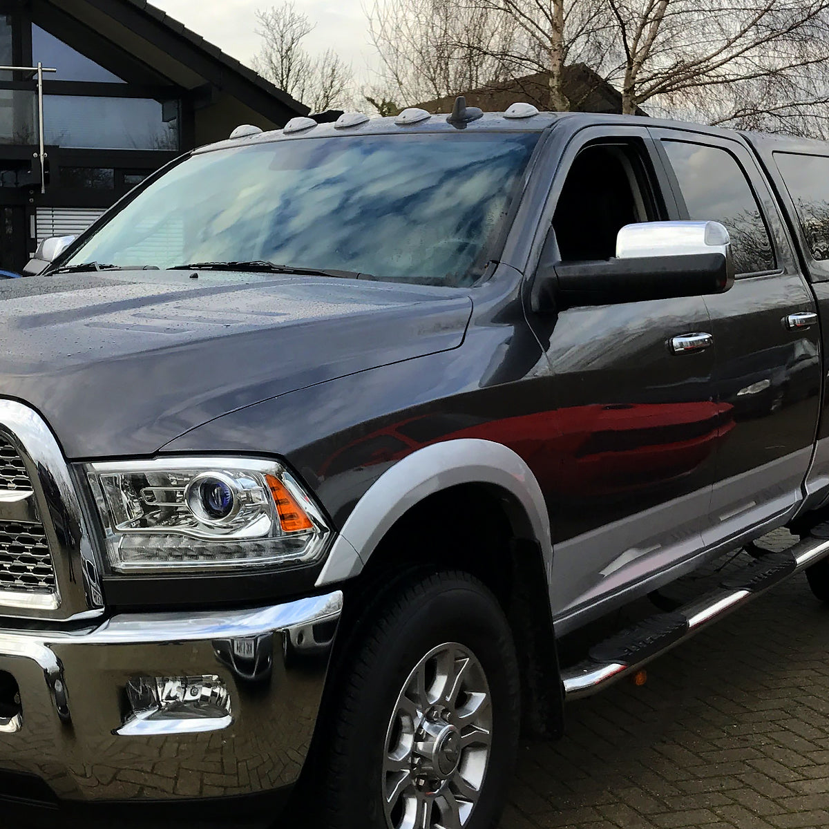 2019-2022 Ram 2500 3500 Chrome Power Adjustable, Manual Fold, BSD & Heated Side Mirror w/ LED Puddle and Turn Signal Light - Driver Side Only