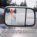 2019-2022 Ram 2500 3500 Chrome Power Adjustable, Manual Fold, BSD & Heated Side Mirror w/ LED Puddle and Turn Signal Light - Passenger Side Only