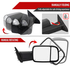 2019-2022 Ram 2500 3500 Black Power Adjustable, Manual Fold, BSD & Heated Side Mirror w/ LED Puddle and Turn Signal Light - Passenger Side Only
