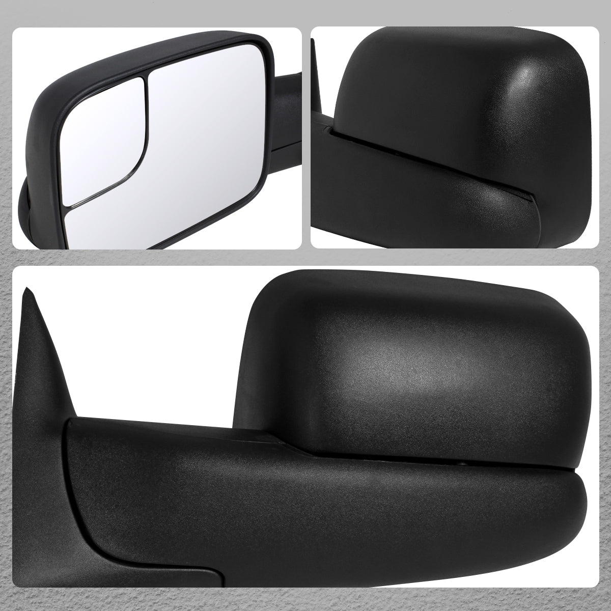 1994-1997 Dodge RAM 1500 / 2500 / 3500 Black Power Adjustable, Manual Fold & Extendable Towing Mirrors