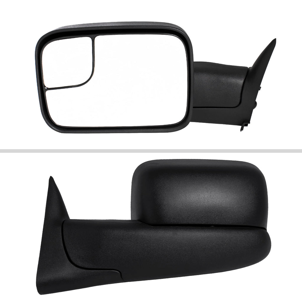 1994-1997 Dodge RAM 1500 / 2500 / 3500 Black Power Adjustable, Manual Fold & Extendable Towing Mirrors