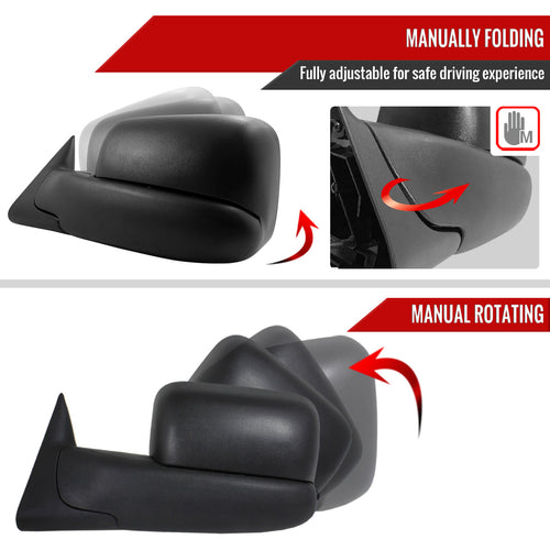 1998-2002 Dodge RAM Power Adjustable, Heated, Manual Fold & Extendable Towing Mirrors