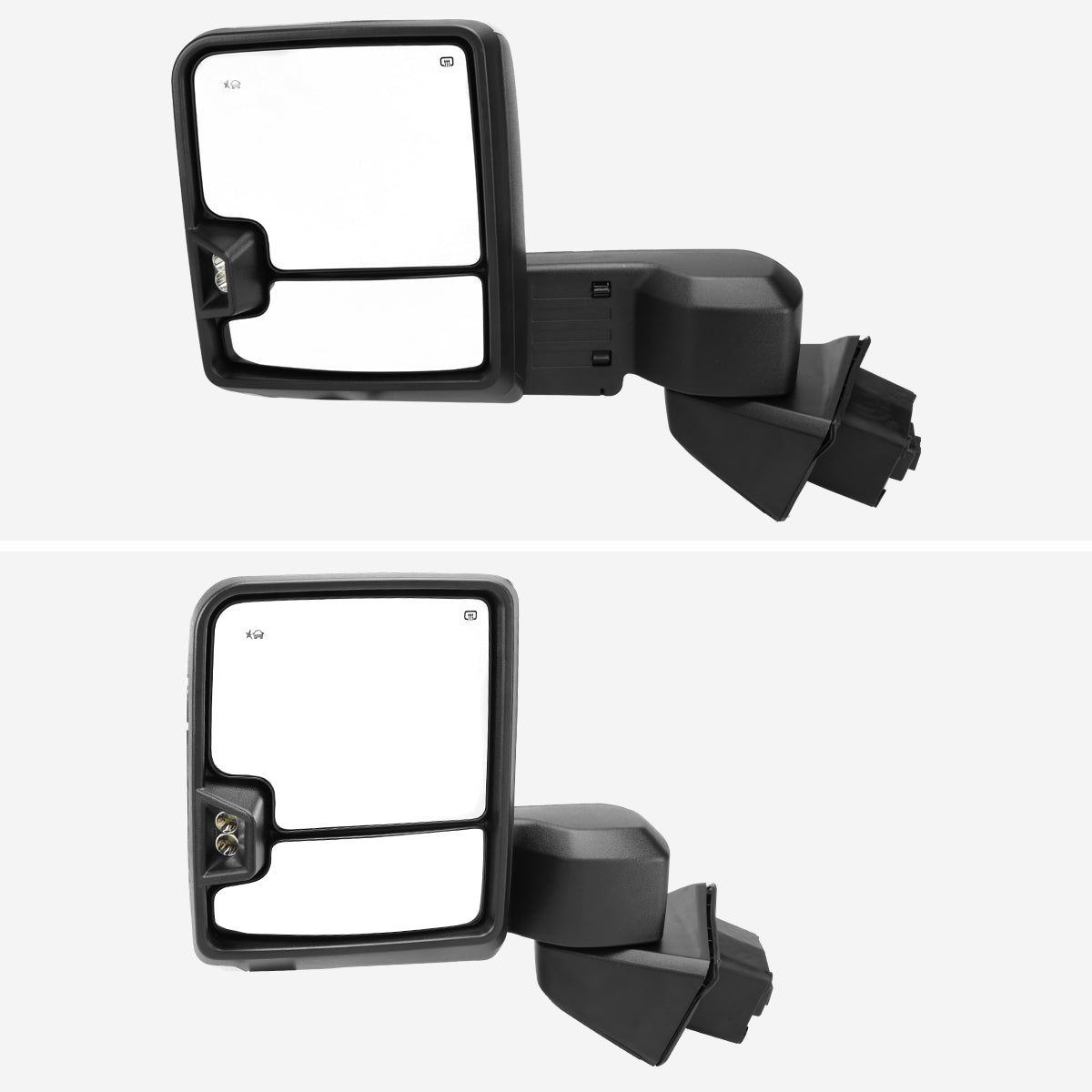 2019-2025 GMC Sierra 1500 Power Adjustable, Heated, & Manual Extendable Chrome Towing Mirrors w/ Clear Lens LED Turn Signal & Clearance Lights