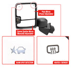 2019-2025 GMC Sierra 1500 Power Adjustable, Heated, & Manual Extendable Chrome Towing Mirrors w/ Clear Lens LED Turn Signal & Clearance Lights