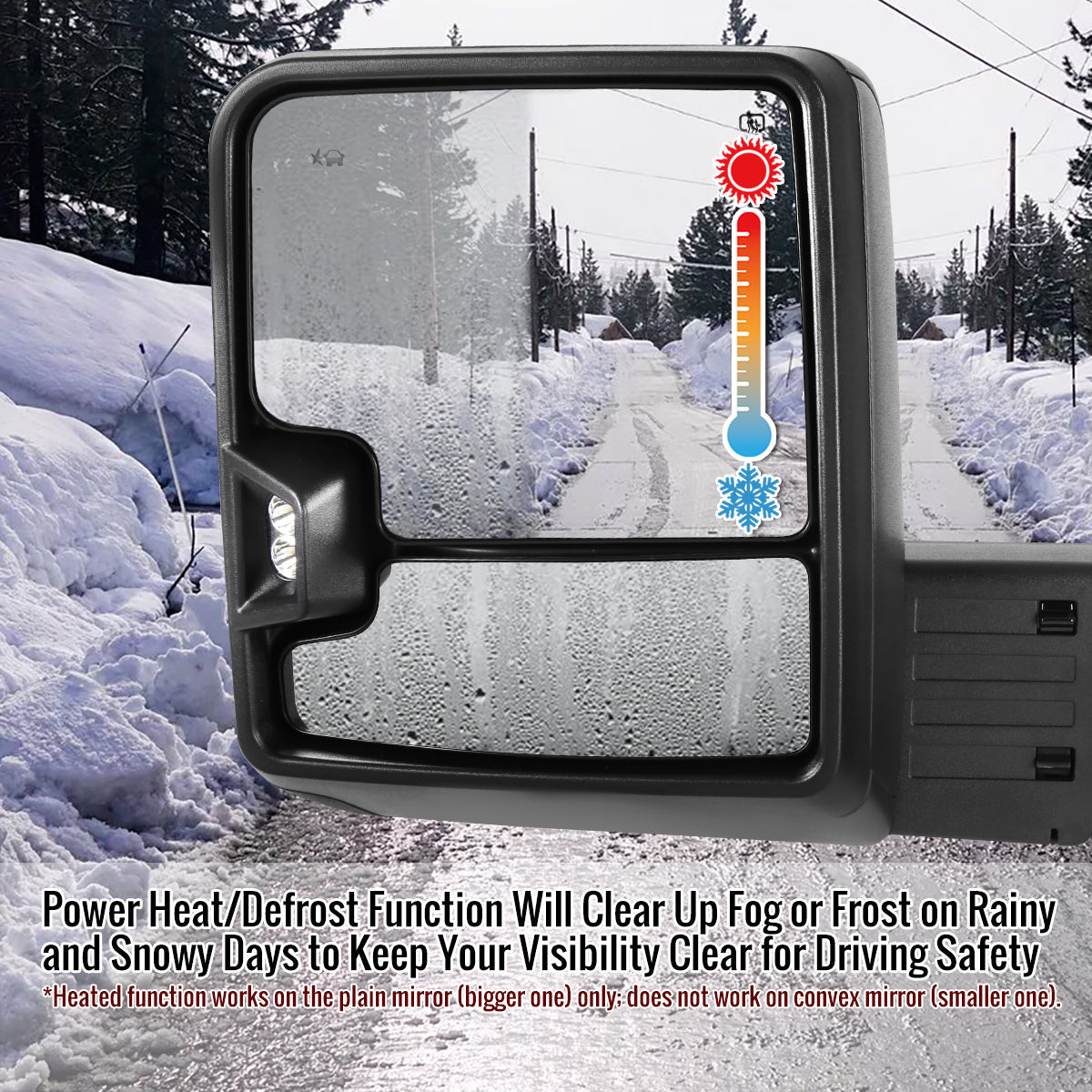 2019-2025 GMC Sierra 1500 Power Adjustable, Heated, & Manual Extendable Black Towing Mirrors w/ Smoked Lens LED Turn Signal & Clearance Lights