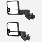 2019-2025 GMC Sierra 1500 Power Adjustable, Heated, & Manual Extendable Black Towing Mirrors w/ Smoked Lens LED Turn Signal & Clearance Lights