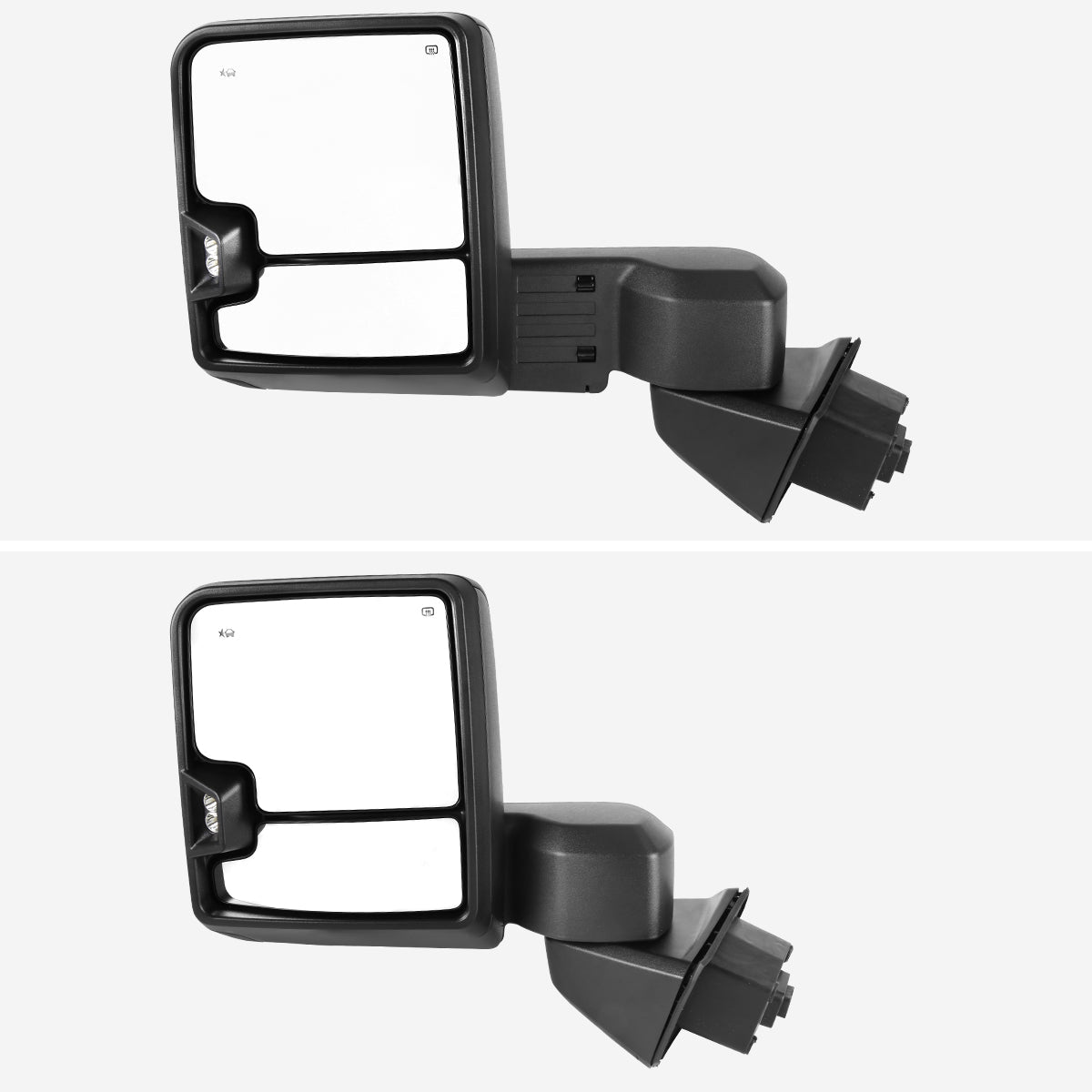 2019-2025 GMC Sierra 1500 Power Adjustable, Heated, & Manual Extendable Black Towing Mirrors w/ Smoked Lens LED Turn Signal & Clearance Lights