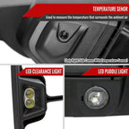 2019-2025 GMC Sierra 1500 Power Adjustable, Heated, & Manual Extendable Black Towing Mirrors w/ Clear Lens LED Turn Signal & Clearance Lights