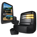 2019-2025 GMC Sierra 1500 Power Adjustable, Heated, & Manual Extendable Black Towing Mirrors w/ Clear Lens LED Turn Signal & Clearance Lights