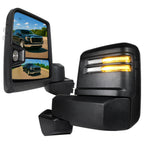 2019-2025 GMC Sierra 1500 Power Adjustable, Heated, & Manual Extendable Black Towing Mirrors w/ Clear Lens LED Turn Signal & Clearance Lights