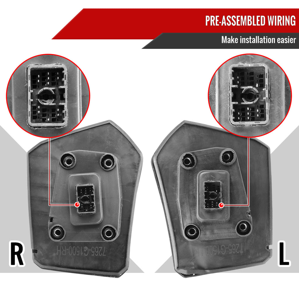 2019-2025 GMC Sierra 1500 Power Adjustable, Heated, & Manual Extendable Black Towing Mirrors w/ Smoked Lens LED Turn Signal & Clearance Lights