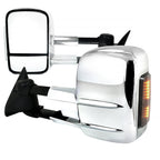 2003-2007 Chevrolet Silverado Power Adjustable, Heated, & Manual Extendable Chrome Towing Mirrors w/ Smoked Lens LED Turn Signal Lights