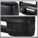 2002-2007 Chevrolet Silverado / Suburban / Tahoe / Avalanche GMC Sierra / Yukon / Yukon XL Power Adjustable, Heated, & Manual Extendable Towing Mirrors w/ Smoked Lens LED Turn Signal & Clearance Lights