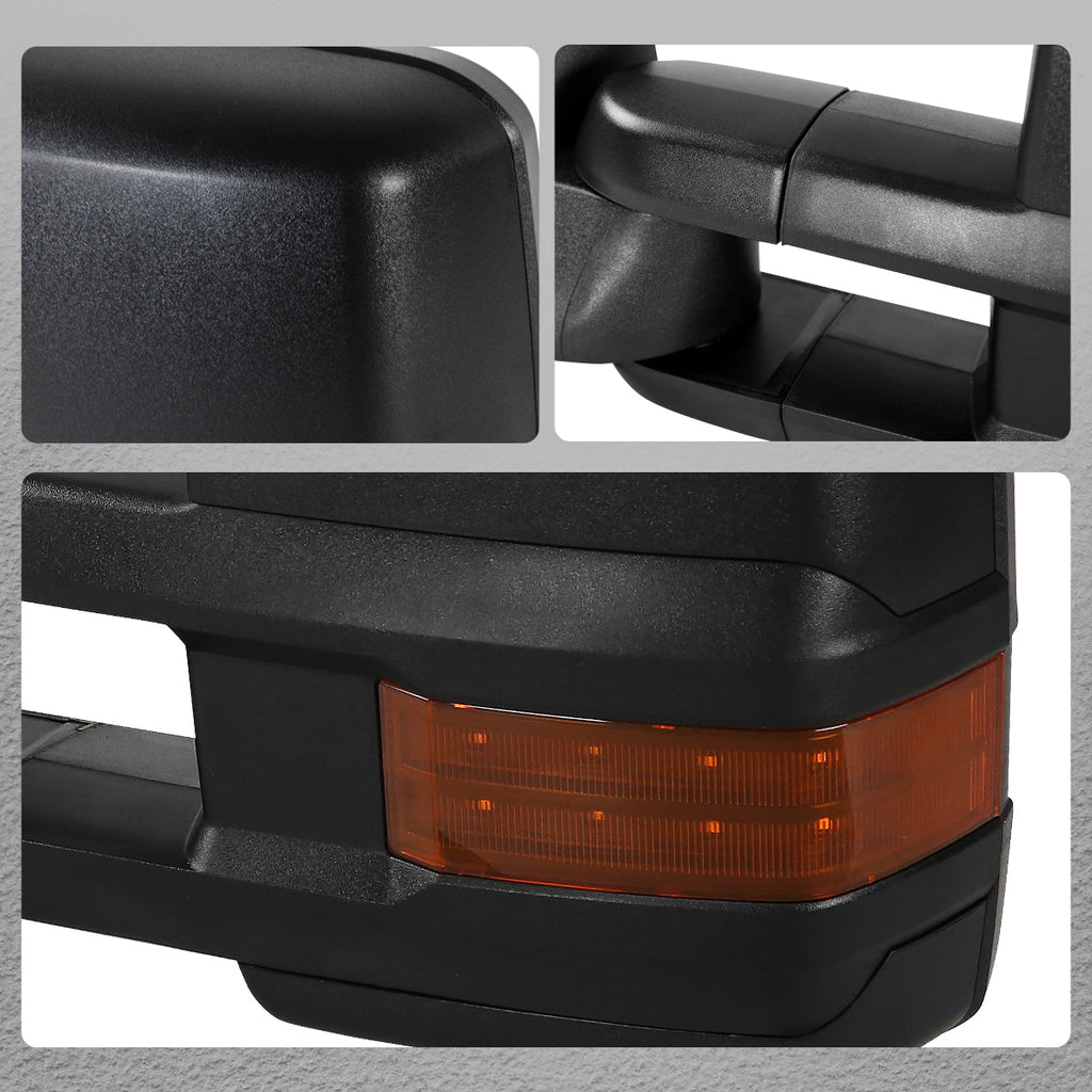 2002-2007 Chevrolet Silverado / Suburban / Tahoe / Avalanche GMC Sierra / Yukon / Yukon XL Power Heated Towing Mirrors w/ Smoked Lens LED Turn Signal & Clearance Lights