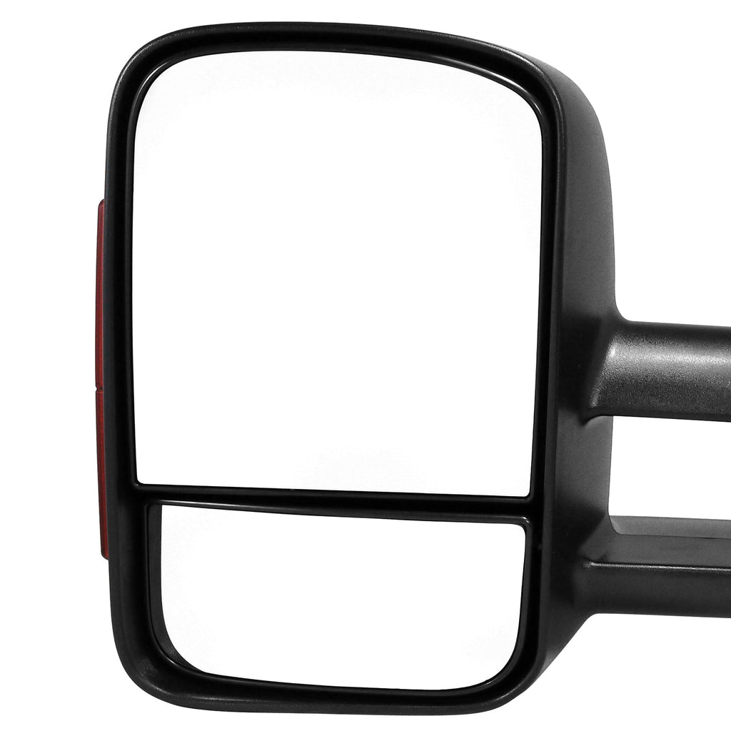 2003-2007 Chevrolet Silverado/Suburban/Tahoe/Avalanche GMC Sierra/Yukon/Yukon XL Power Adjustable, Heated, & Manual Extendable Towing Mirrors w/ Smoked Lens LED Turn Signal Lights