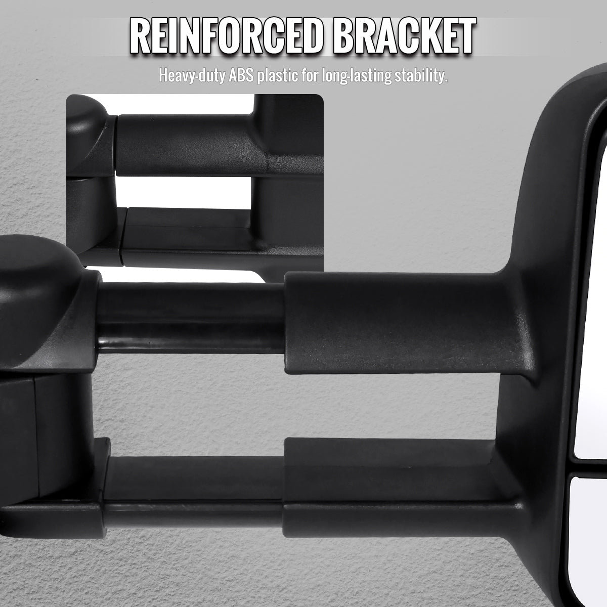 2007-2014 Chevrolet Silverado / Avalanche / Tahoe GMC Sierra / Yukon / Yukon XL Black Manual Adjustable & Extendable Towing Mirrors