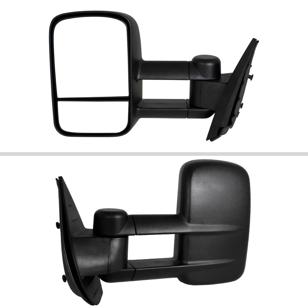 2007-2014 Chevrolet Silverado / Avalanche / Tahoe GMC Sierra / Yukon / Yukon XL Black Manual Adjustable & Extendable Towing Mirrors