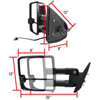 2007-2014 Chevrolet Silverado/Suburban/ GMC Sierra/Yukon/Yukon XL Power Adjustable, Heated, & Manual Extendable Chrome Towing Mirrors w/ Smoked Lens LED Turn Signal & Clearance Lights