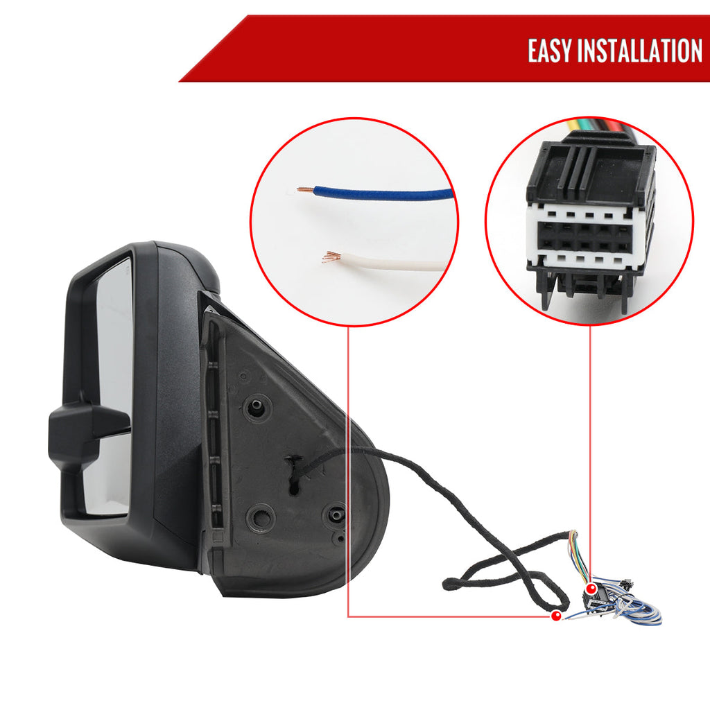 2007-2013 GMC Sierra Silverado 1500 Power Adjustable, Heated, & Manual Extendable Towing Mirrors w/ Smoked Lens LED DRL, Turn Signal and Clearance Lights