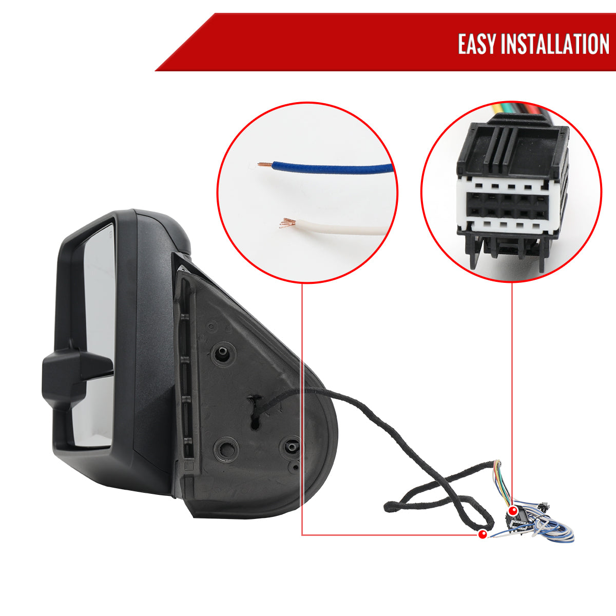 2007-2013 GMC Sierra Silverado 1500 Power Adjustable, Heated, & Manual Extendable Towing Mirrors w/ Smoked Lens LED DRL, Turn Signal and Clearance Lights