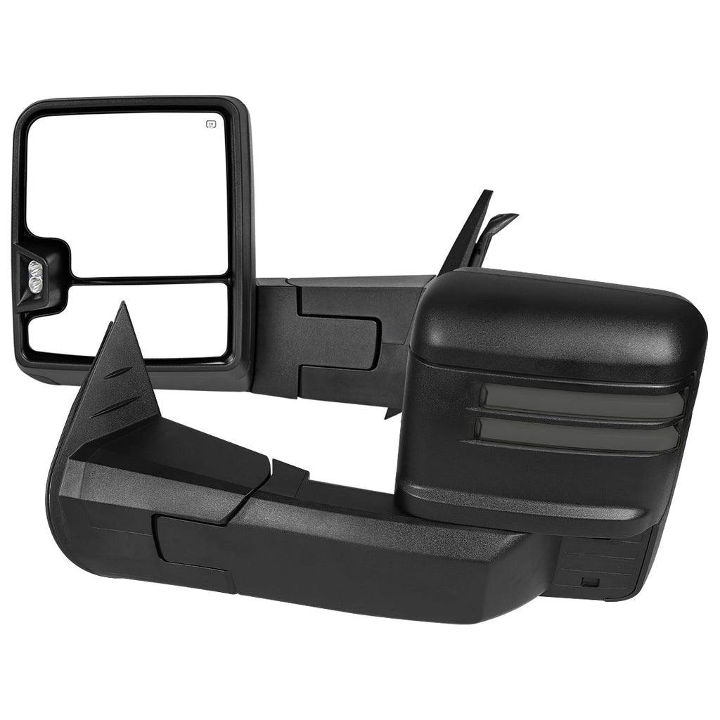 2007-2013 GMC Sierra Silverado 1500 Power Adjustable, Heated, & Manual Extendable Towing Mirrors w/ Smoked Lens LED DRL, Turn Signal and Clearance Lights