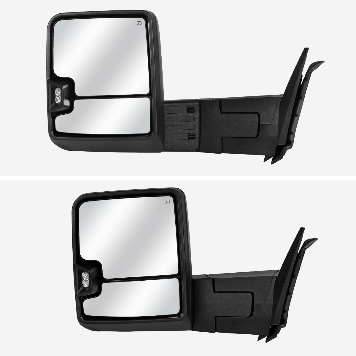 2007-2013 GMC Sierra Silverado 1500 Power Adjustable, Heated, & Manual Extendable Towing Mirrors w/ Clear Lens LED DRL, Turn Signal and Clearance Lights
